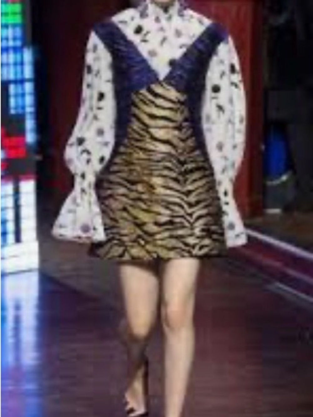 RARE Kenzo Paris Runway Fall 2016 Mixed-Print Mini Dress Size 42 EU